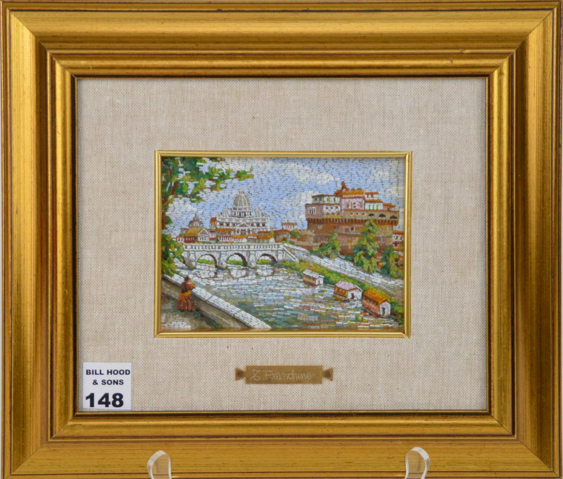 Micro Mosaic Picture, signed Frandino, 5 x 3-3/4 inches (1 of 6)