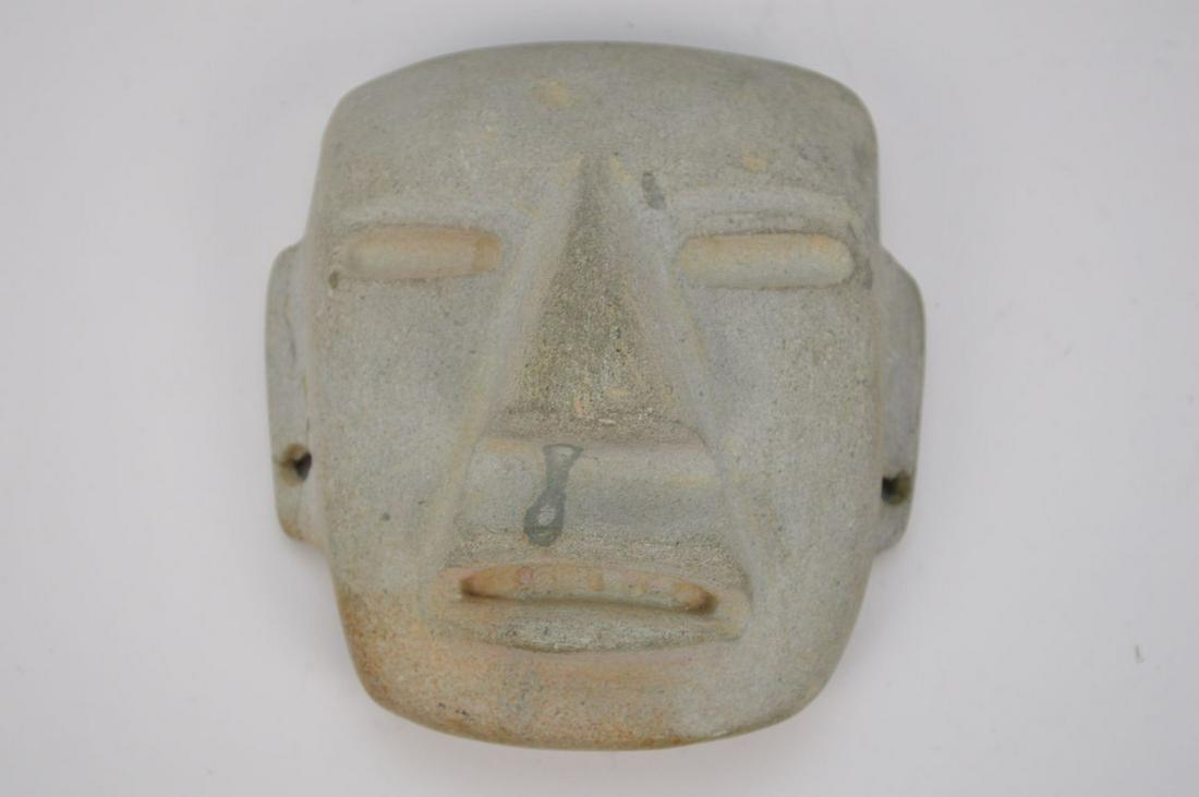 Pre-Columbian Olmec Green Stone Maskette, Oversized (1 of 3)