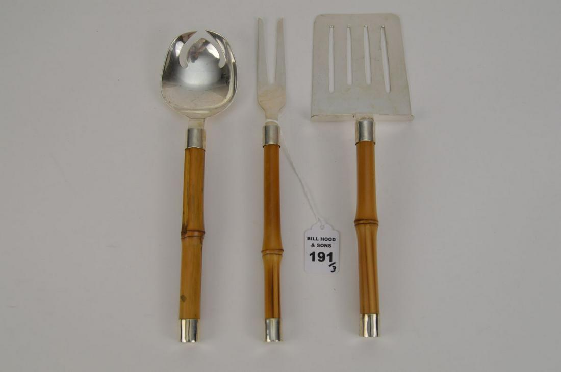 ARGENTA PLATERIA BAMBOO & STERLING SERVING PIECES. (1 of 4)