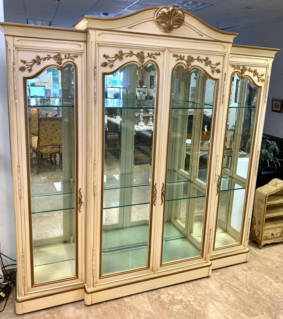 KARGES CARVED PAINTED & GILDED 4 DOOR CHINA CABINET. (1 of 4)