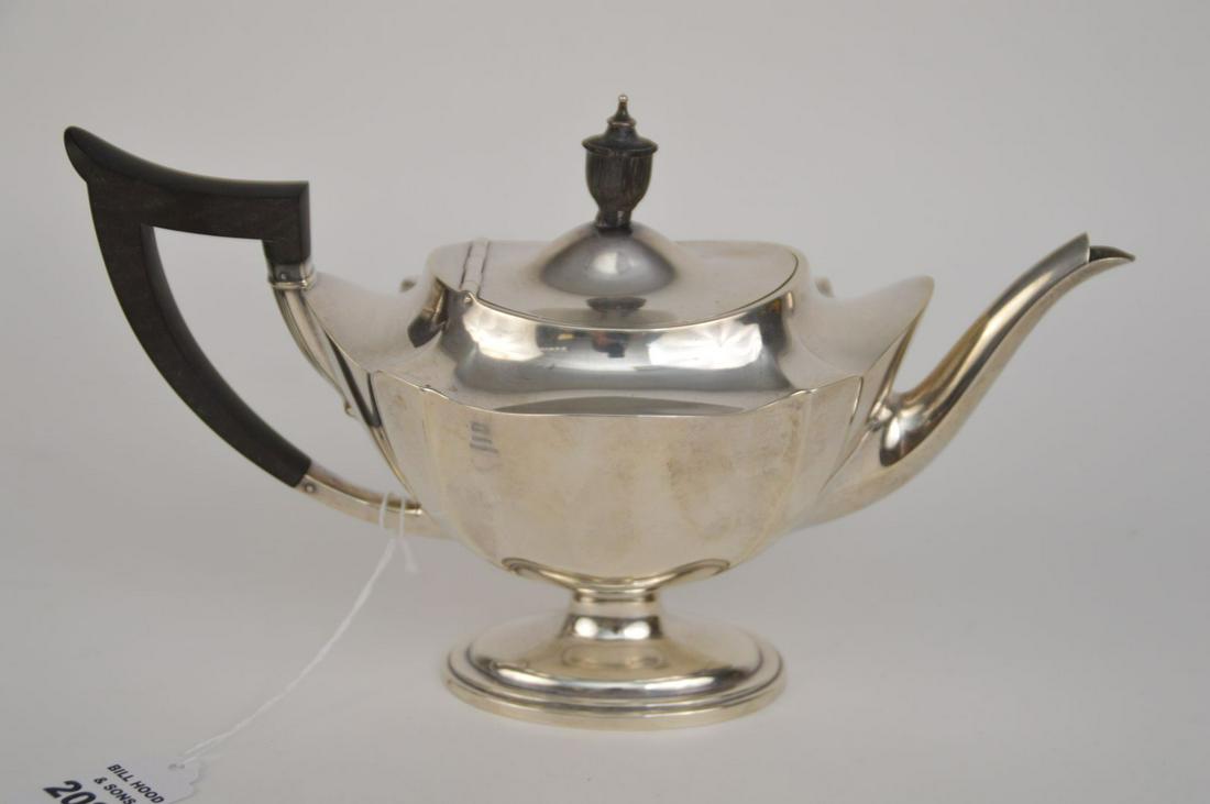 GORHAM STERLING TEAPOT with ebonized wood handle and (1 of 7)