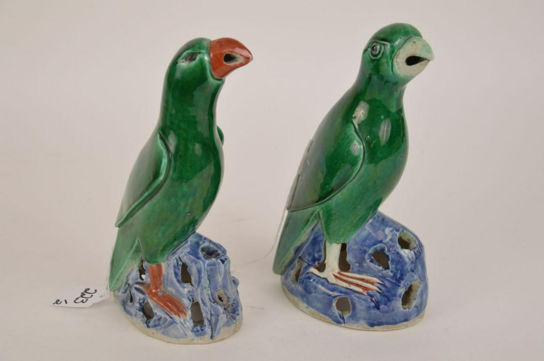 2 EARLY CHINESE GLAZED POTTERY BIRD FORM ROOF TILES. (1 of 5)