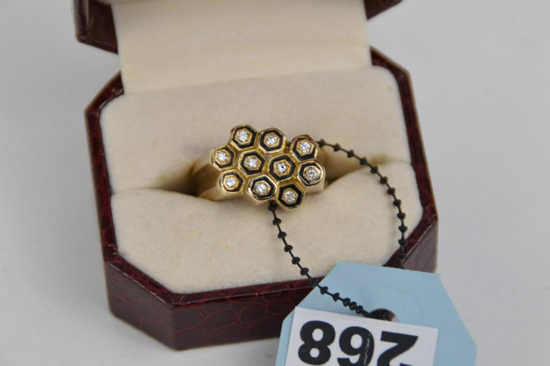 14kt Gold Diamond chip Skyscraper Ring, size 13, 12.1: 14kt Gold Diamond chip Skyscraper Ring, size 13, 12.1 grams