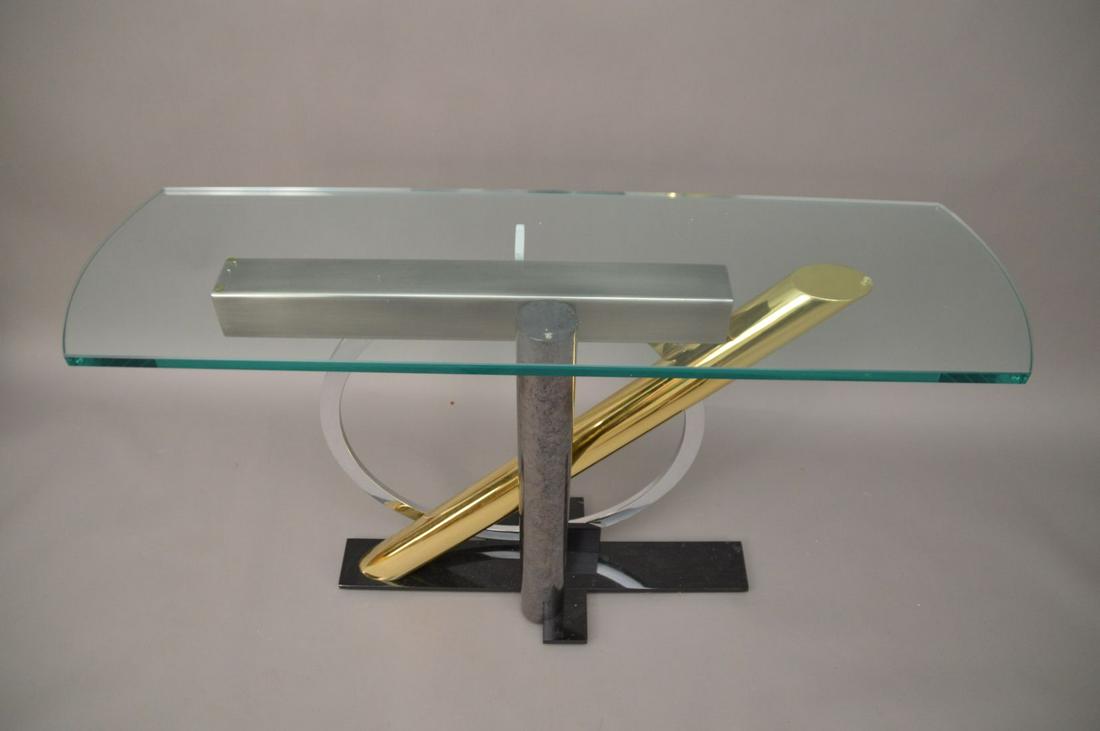 Modern Contemporary Console with Mixed Metal Sculpture (1 of 5)