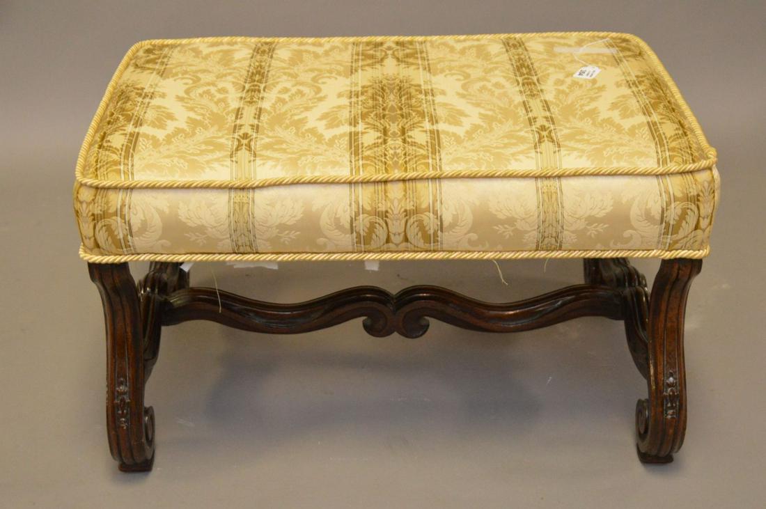 19th c. French style Bench with custom cushion, 17"H x (1 of 4)