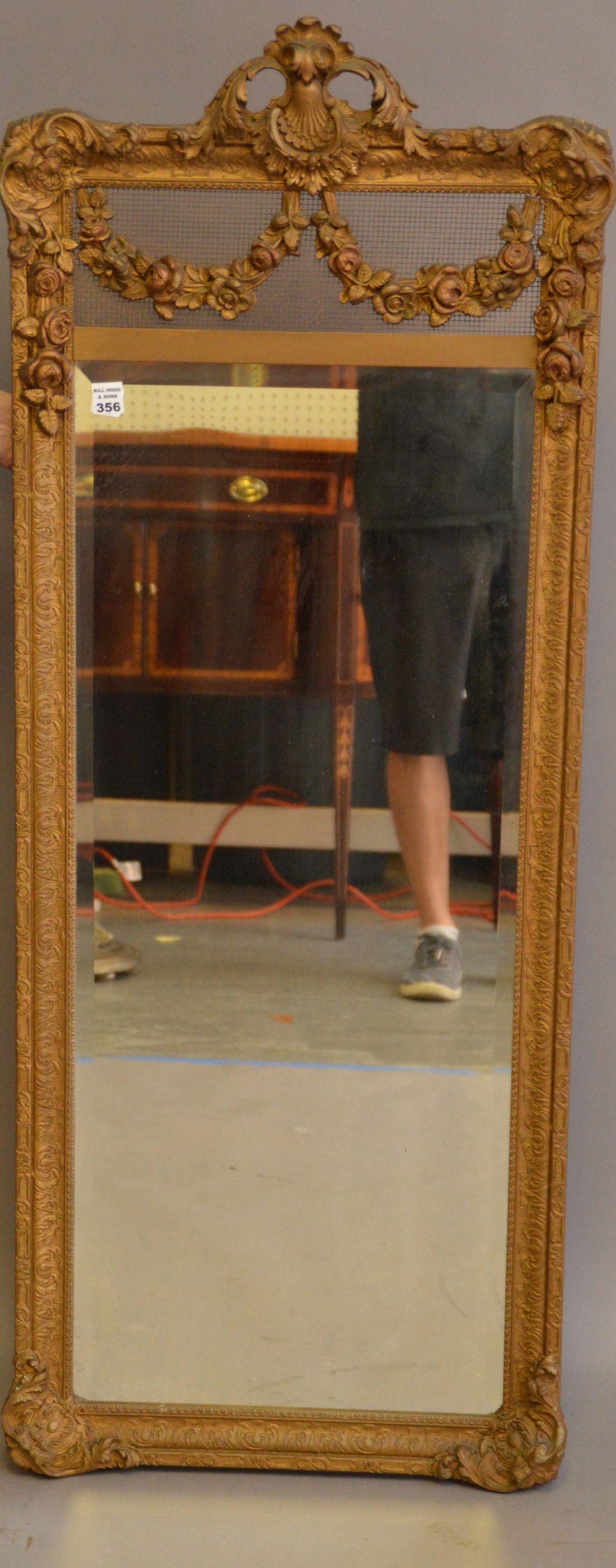 Vintage Gilded French Framed Beveled Mirror with Floral (1 of 5)