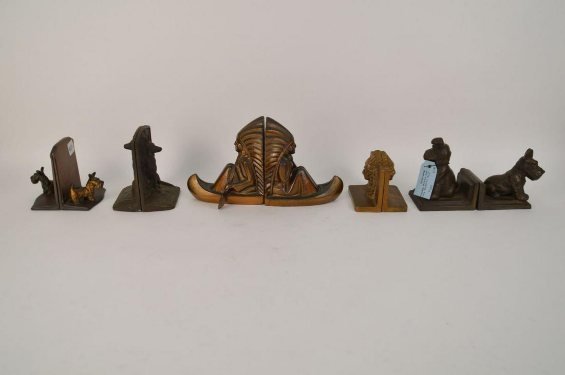 5 Pairs Vintage Dog & Native American Bookends, Pair (1 of 9)