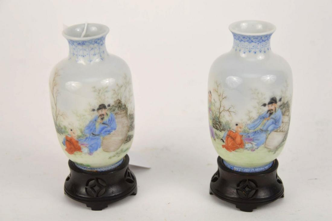 PAIR CHINESE EGG SHELL FAMILLE ROSE PORCELAIN CABINET (1 of 6)