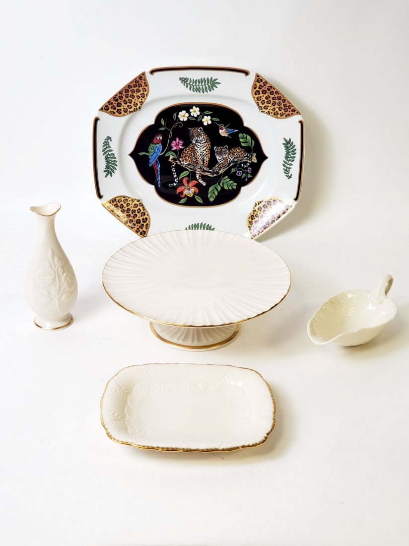 Lynn Chase platter and 4 Lenox pieces sold together (1 of 8)