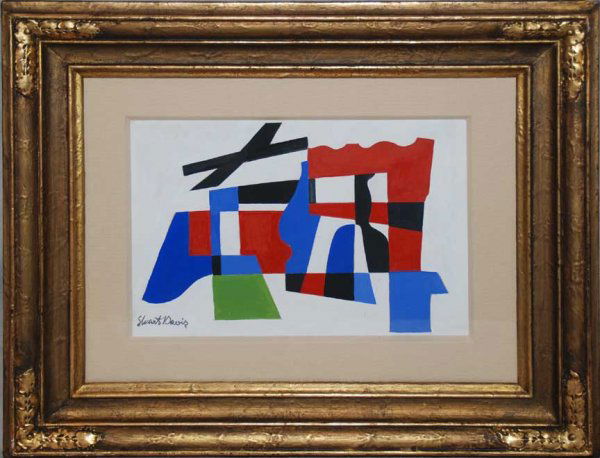 Stuart Davis (AMERICAN, 1892-1964) Guache moderni: Attributed to Stuart Davis (AMERICAN, 1892-1964) Guache modernist abstract, 7 x 10 sight