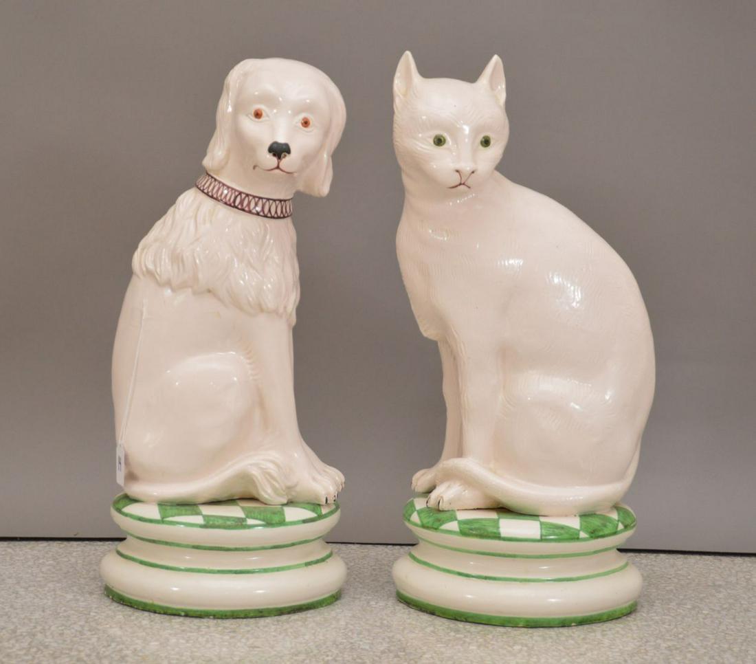 Italian Ceramic Cat and Dog Figures, approx. 21"h: Italian Ceramic Cat and Dog Figures, approx. 21"h