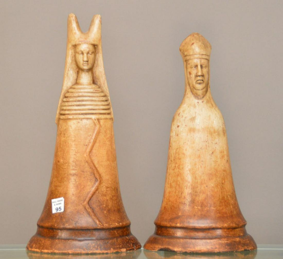 2 Terracotta Figures, Woman (18"h) and Man (16 1/2"h): 2 Terracotta Figures, Woman (18"h) and Man (16 1/2"h)