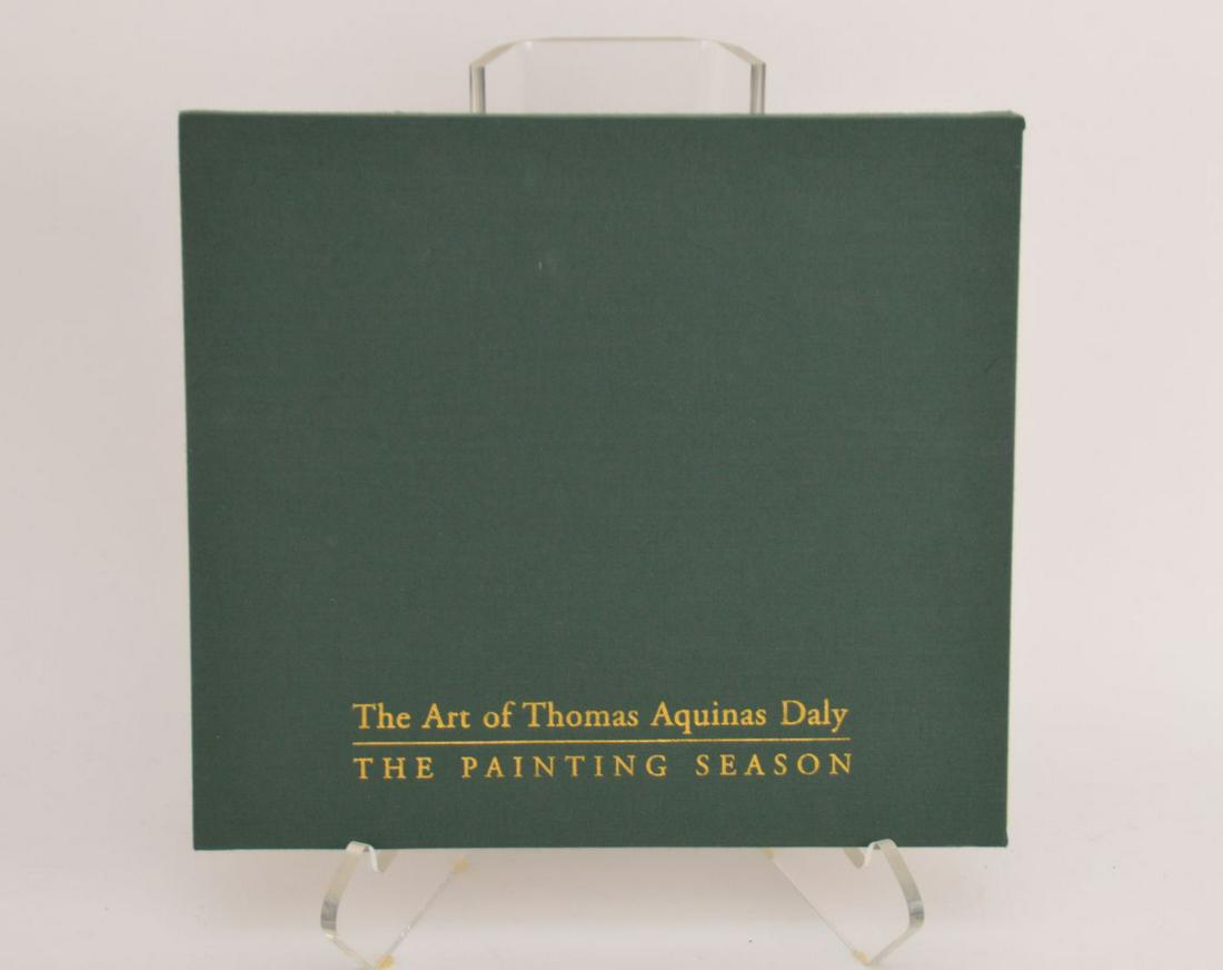 Thomas Aquinas Daly (AMERICAN, 1937) Book with original: Thomas Aquinas Daly (AMERICAN, 1937) Book with original watercolor, fishing scene, approx. 7 x 5 1/2 inches image size