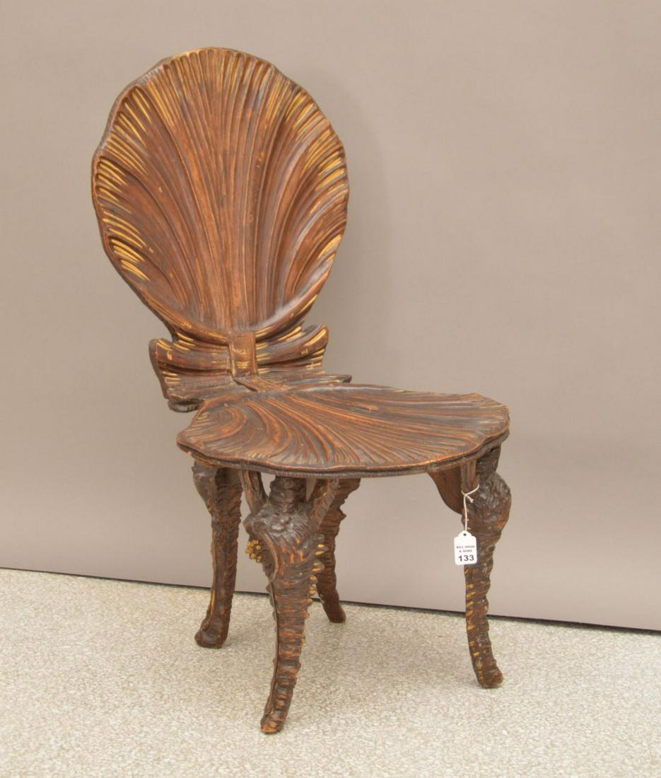 19th Century Italian Grotto Chair, 23 D x 18 W x 32 H: 19th Century Italian Grotto Chair, 23 D x 18 W x 32 H inches