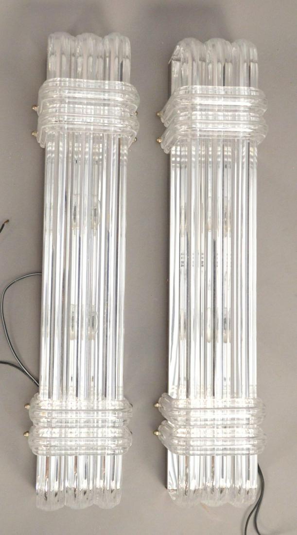 Pair Lucite Vintage 4 Light Wall Sconces, 24"L x 4: Pair Lucite Vintage 4 Light Wall Sconces, 24"L x 4 1/2"w