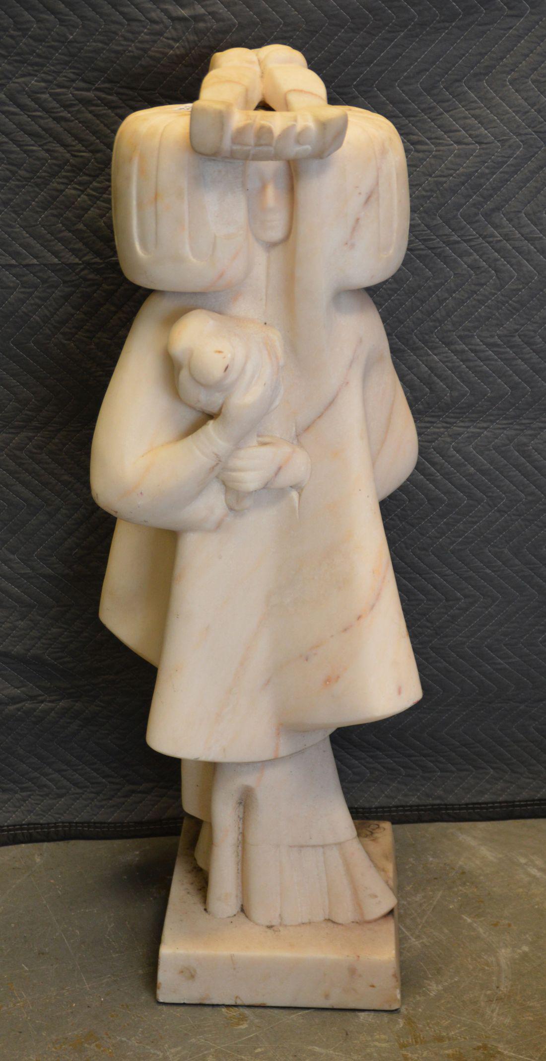 Elbert Weinberg (AMERICAN, 1928) Marble Sculpture,: Elbert Weinberg (AMERICAN, 1928) Marble Sculpture, signed on base, enormous & heavy, 44 inches tall