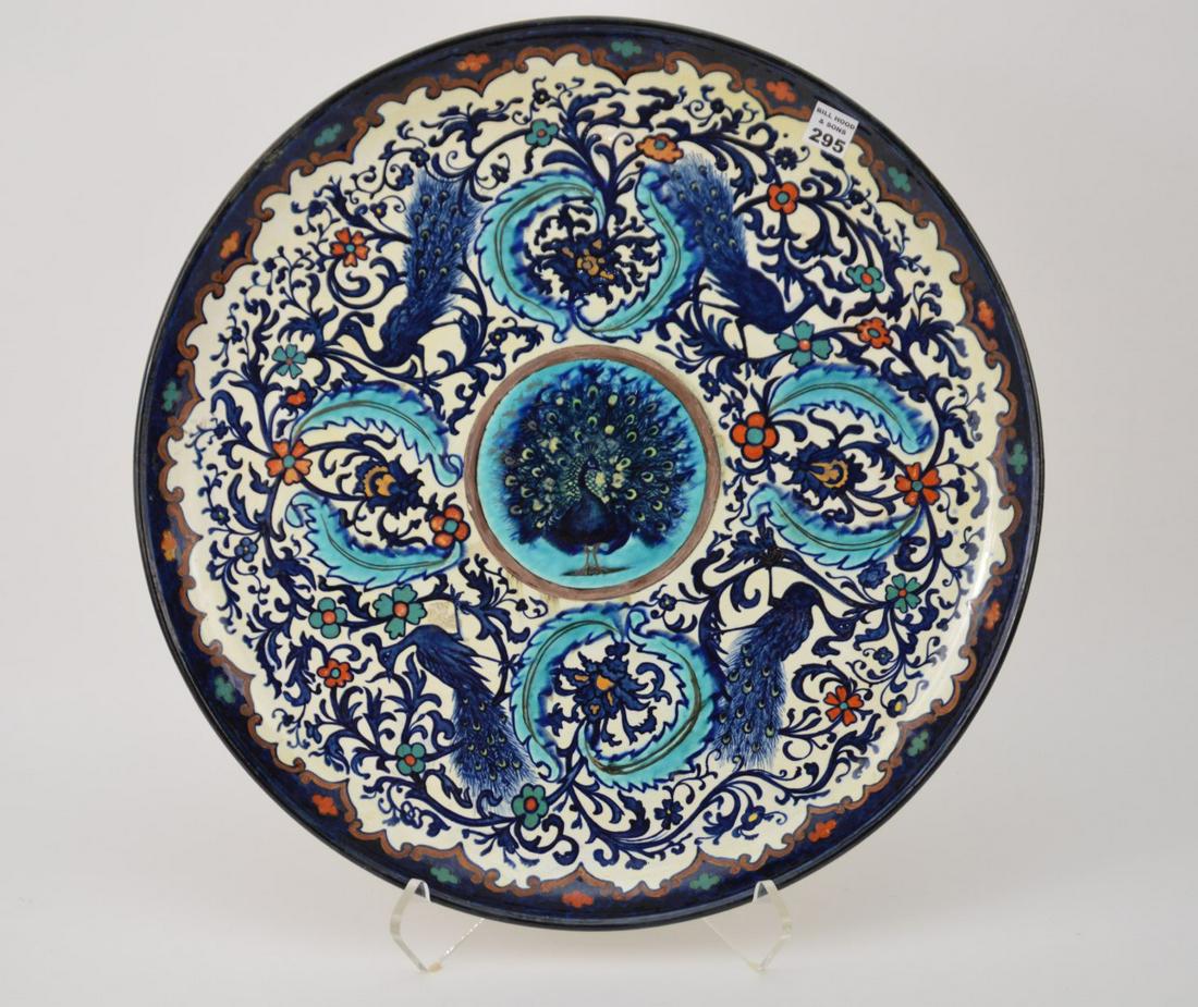 Minton Peacock Art Nouveau Multi-Color Platter, 10"dia: Minton Peacock Art Nouveau Multi-Color Platter, 10"dia