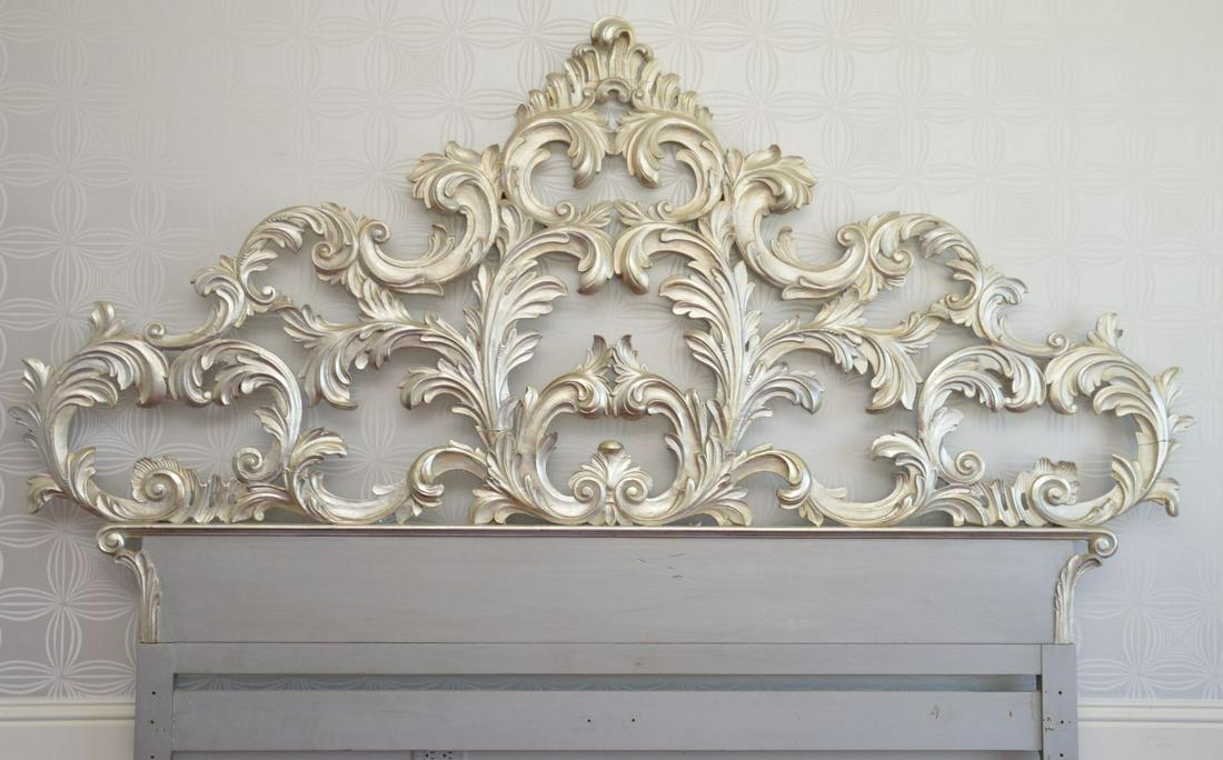 Silvered King Size Rococo Headboard: Silvered King Size Rococo Headboard