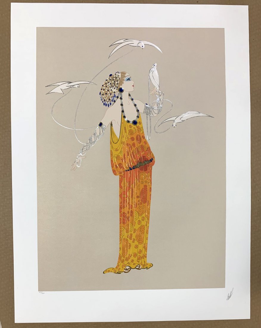 ERTE APHRODITE 1985 EMBOSSED SERIGRAPH: ERTE \"APHRODITE"\ 1985 EMBOSSED SERIGRAPH with foil stamping, pencil signed and numbered. Images size 23 x 33 inches. Overall size 40 x 29 inches unframed