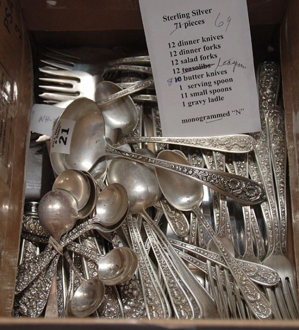 69 pieces, Stieff sterling silver, incl:; 12 dinn