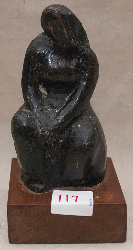 Seated female figural bronze, 4 1/2"h