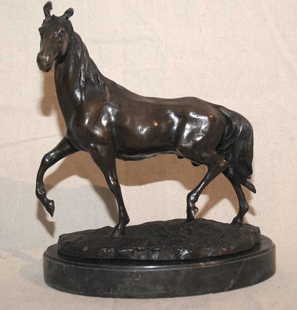 Bronze Horse Sculpture with marble base. Condit