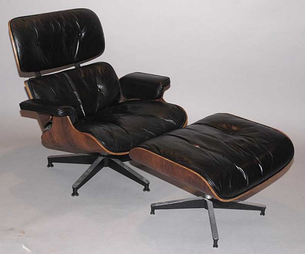 1206 A Mid Century Modern Black Leather Eames Chair Dec 30 2008 Bill Hood Sons Art Antique Auctions In Fl