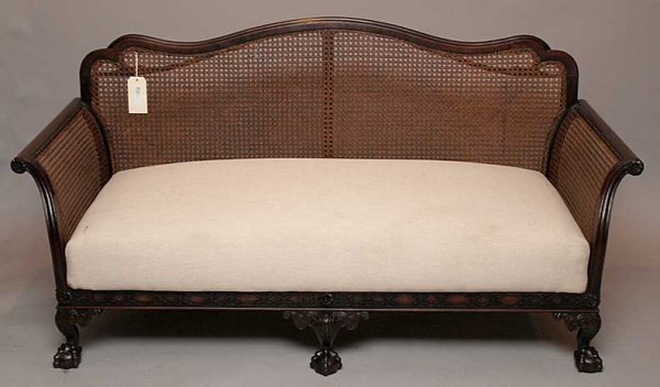 English bergere settee ready to be upholstered