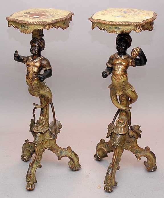 Pair of 18th century Venetian blackamoor, carved