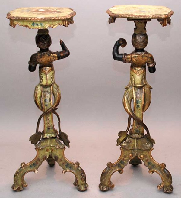 Pair of 18th century Venetian blackamoor, carved - 2
