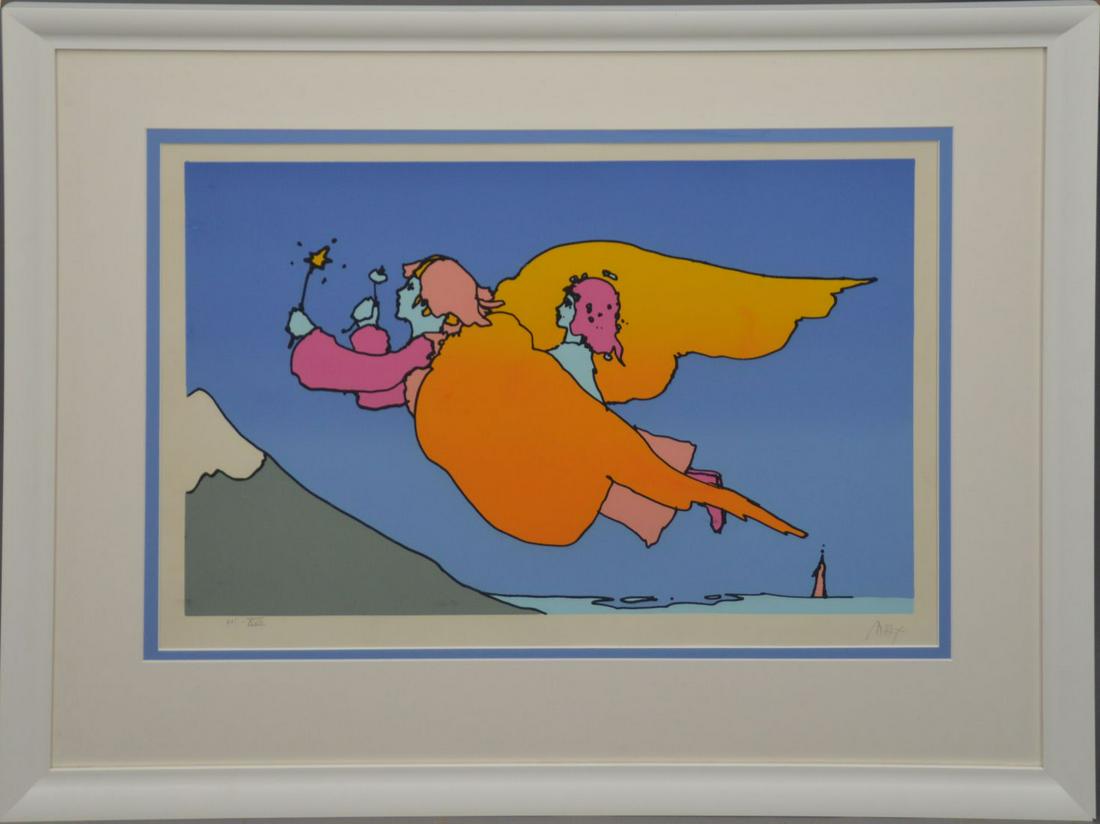 Peter Max (American Born 1937) Pop Artist, signed and: Peter Max (American Born 1937) Pop Artist, signed and numbered Lithograph - The Highest Mountain, image size 18-1/2 x 27 inches. pencil signed and dated HC XVII
