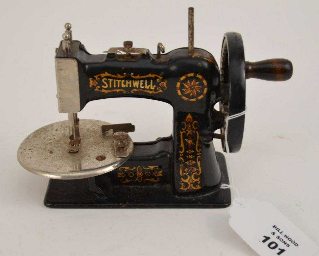 Miniature Child's (Stitch well) Sewing Machine, 6"h x: Miniature Child's (Stitch well) Sewing Machine, 6"h x 8"w