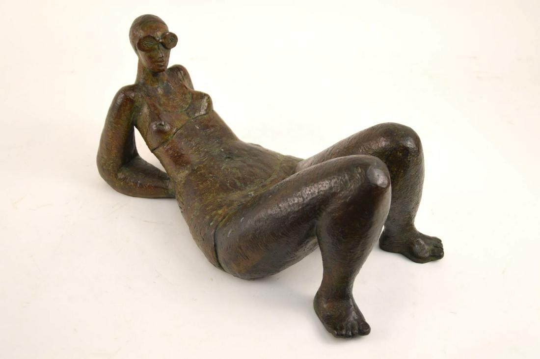 ELLA TULIN BRONZE RECLINING BATHER (American 1931-2006): ELLA TULIN BRONZE RECLINING BATHER (American 1931-2006) 17 x 7 inches