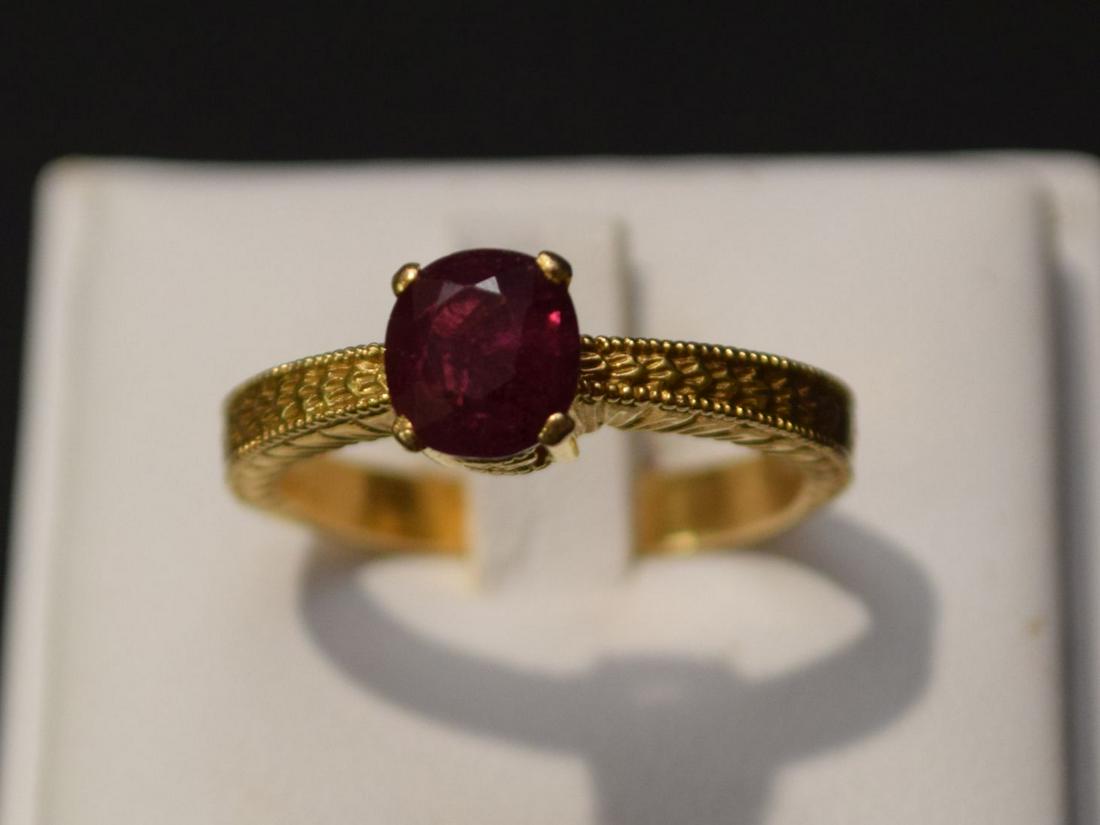 22k Yellow Gold Ruby Ring. Size 7.5 weight 3.2 dwt.: 22k Yellow Gold Ruby Ring. Size 7.5 weight 3.2 dwt. Gold has been tested ring is not marked. Condition good