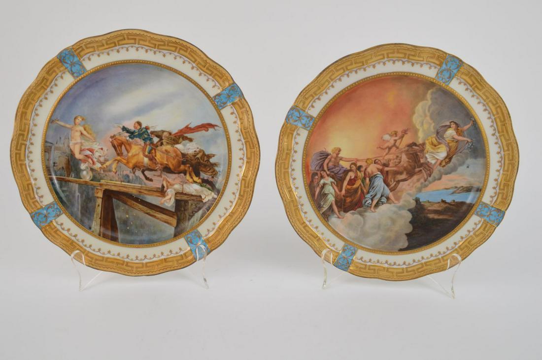 2 Handpainted Meissen Porcelain Plates. Diameter 10: 2 Handpainted Meissen Porcelain Plates. Diameter 10 1/4"