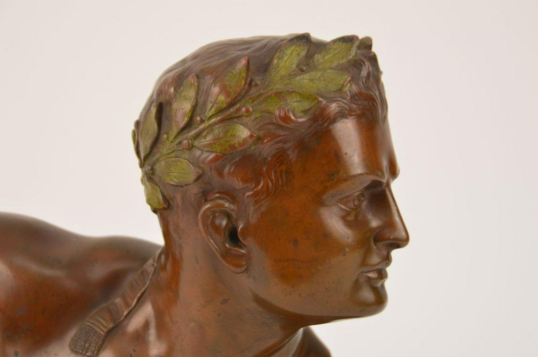 Otto Poertzel (German,1876-1963), bust of an athlete: Otto Poertzel (German,1876-1963), bust of an athlete with laurel wreath, dark patinated bronze, on the reverse signed Prof. O. Poertzel 7" x 4" x 10.75"