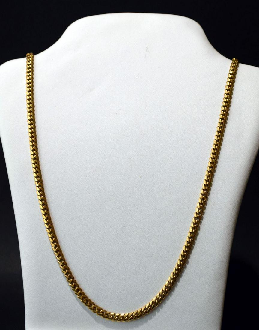14K Yellow Gold Curb Chain Necklace. Length 26.5": 14K Yellow Gold Curb Chain Necklace. Length 26.5" weight 48.5 grams Condition good normal wear