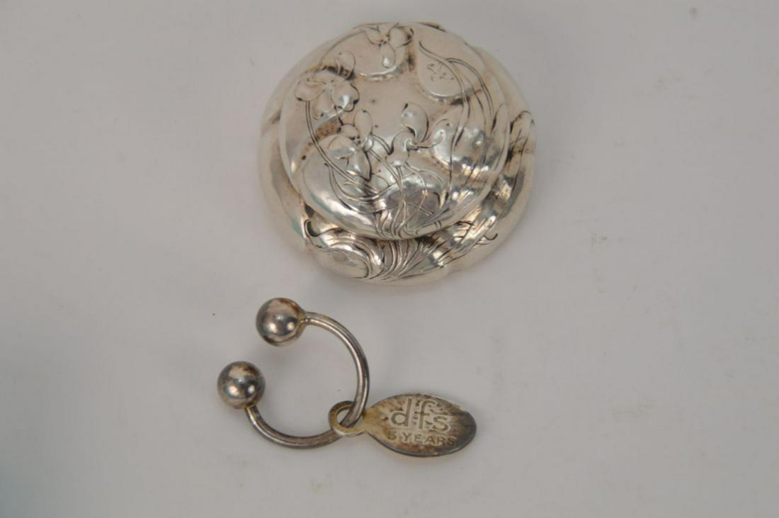 Gorham Sterling Pill Box And Tiffany Key Ring: Gorham Sterling Pill Box And Tiffany Key Ring