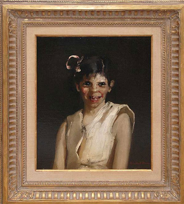 RANDALL DAVEY (American, 1887-1964) Ashcan School,: RANDALL DAVEY (American, 1887-1964) Ashcan School, oil on canvas, "Laughing Girl", 19" x 16"