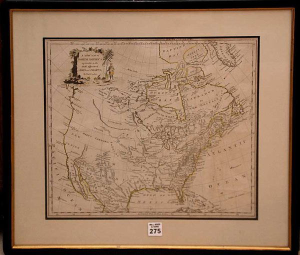 "A new map of North America agreeable to the most: "A new map of North America agreeable to the most approved maps and charts by Thomas Conder (British) circa 1780, original hand colored copper plate engraved map, 13 1/4" x 14 3/4" (sight) framed unde