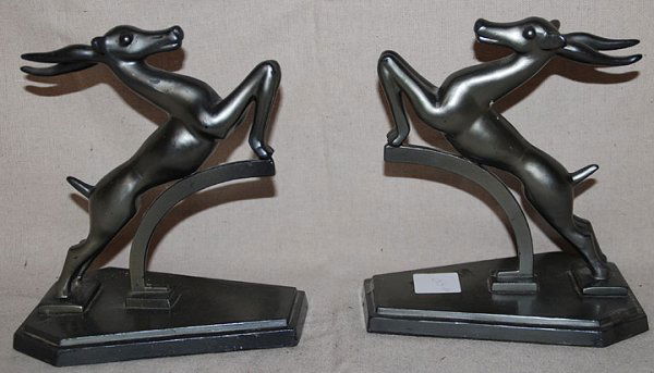 Pair of Frankart bookends, mythological horse atta: Pair of Frankart bookends, mythological horse attached, 6 1/2"h x 5 1/2"L