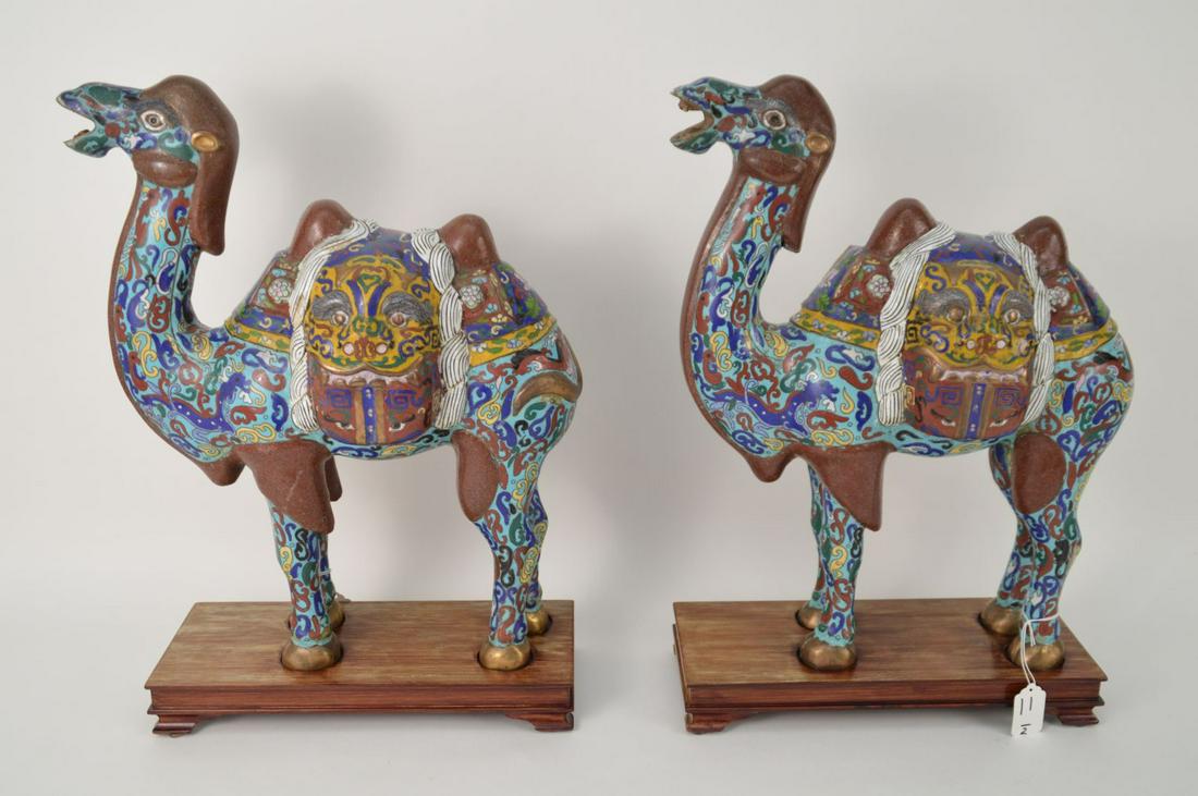 PAIR OF ANTIQUE CHINESE CLOISONNÉ CAMEL FIGURES - This (1 of 12)