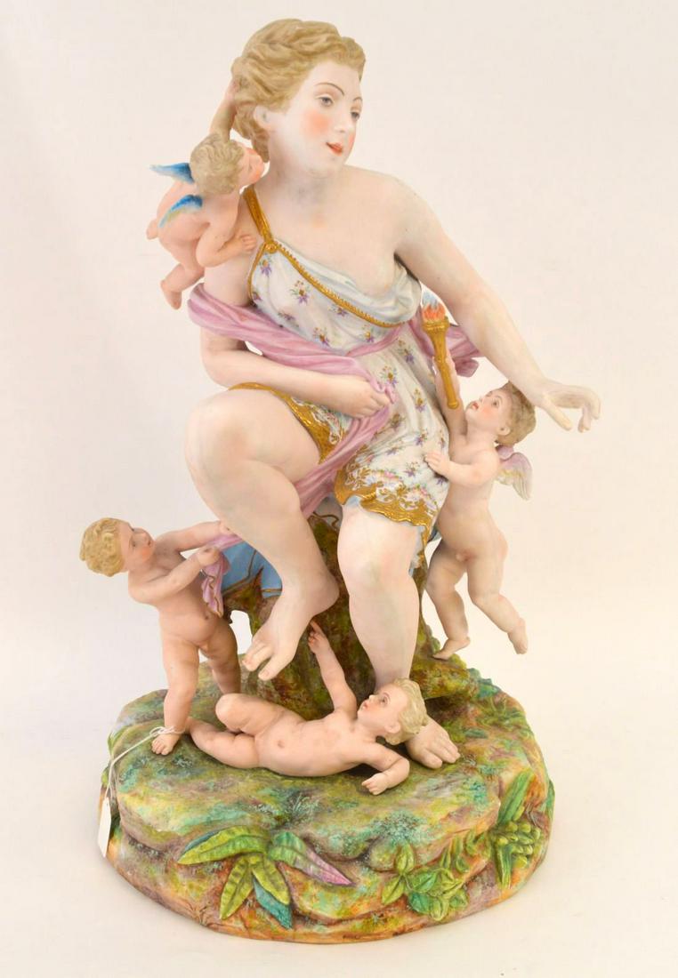 MONUMENTAL GERMAN BISQUE FIGURAL GROUP.  Condition: no (1 of 11)