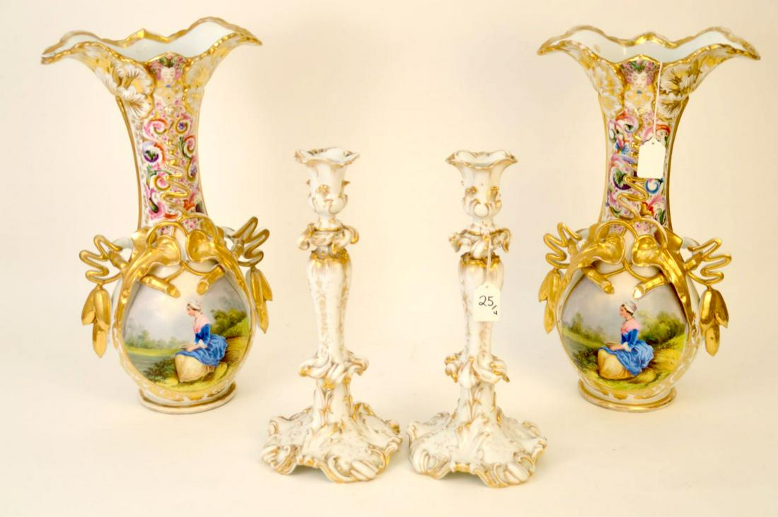 4 PIECES OLD PARIS PORCELAIN.  Old Paris Porcelain (1 of 16)