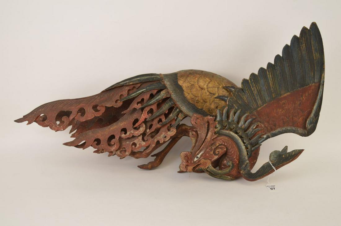 EARLY CHINESE POLYCHROME WOOD ARCHITECTURAL SCULPTURE (1 of 7)