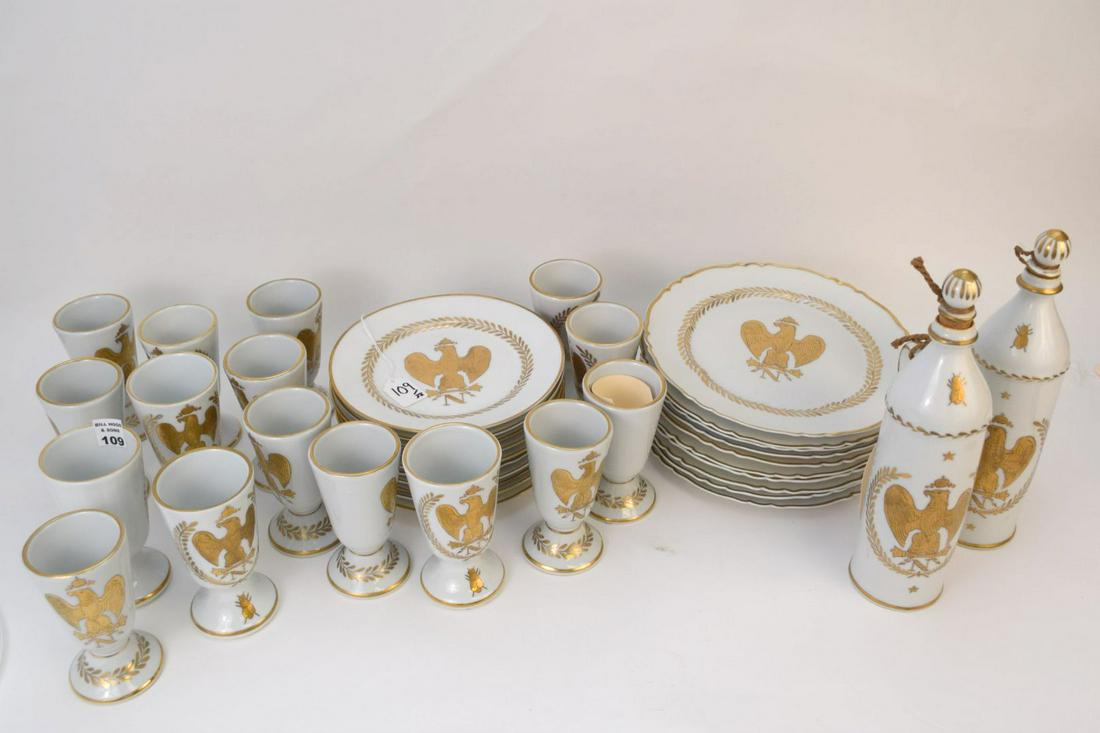 38 PIECES OF LIMOGES NAPOLEONIC GILT DECORATED WHITE (1 of 9)