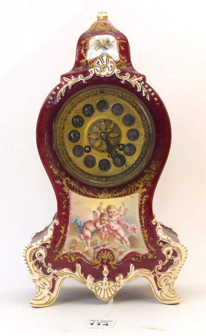 19TH CENTURY FRENCH PORCELAIN CLOCK with time and (1 of 11)