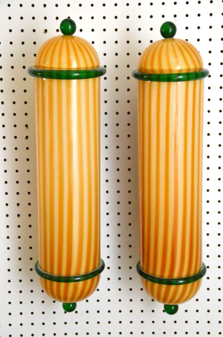 Pair Vintage Murano style Glass Wall Sconces, Yellow & (1 of 6)