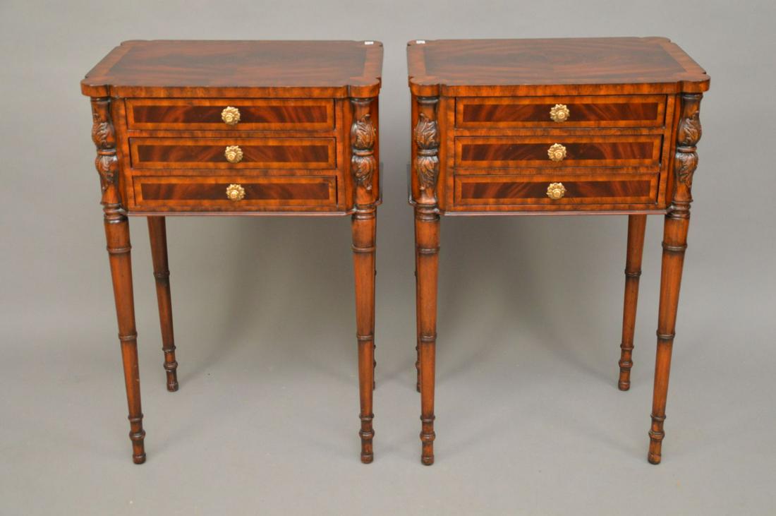 Pair mahogany Maitland Smith end tables, 30h x 20w x (1 of 8)