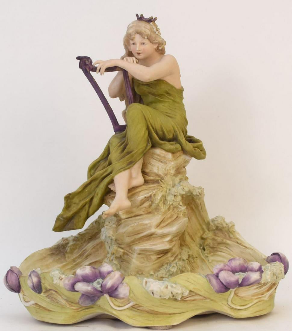 Royal Dux Porcelain Female Figure With Small Crown,: Royal Dux Porcelain Female Figure With Small Crown, 13"h x 11"w